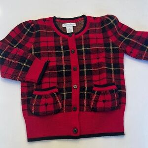 Ralph Lauren girls tartan plaid Christmas cardigan sweater size 18 months